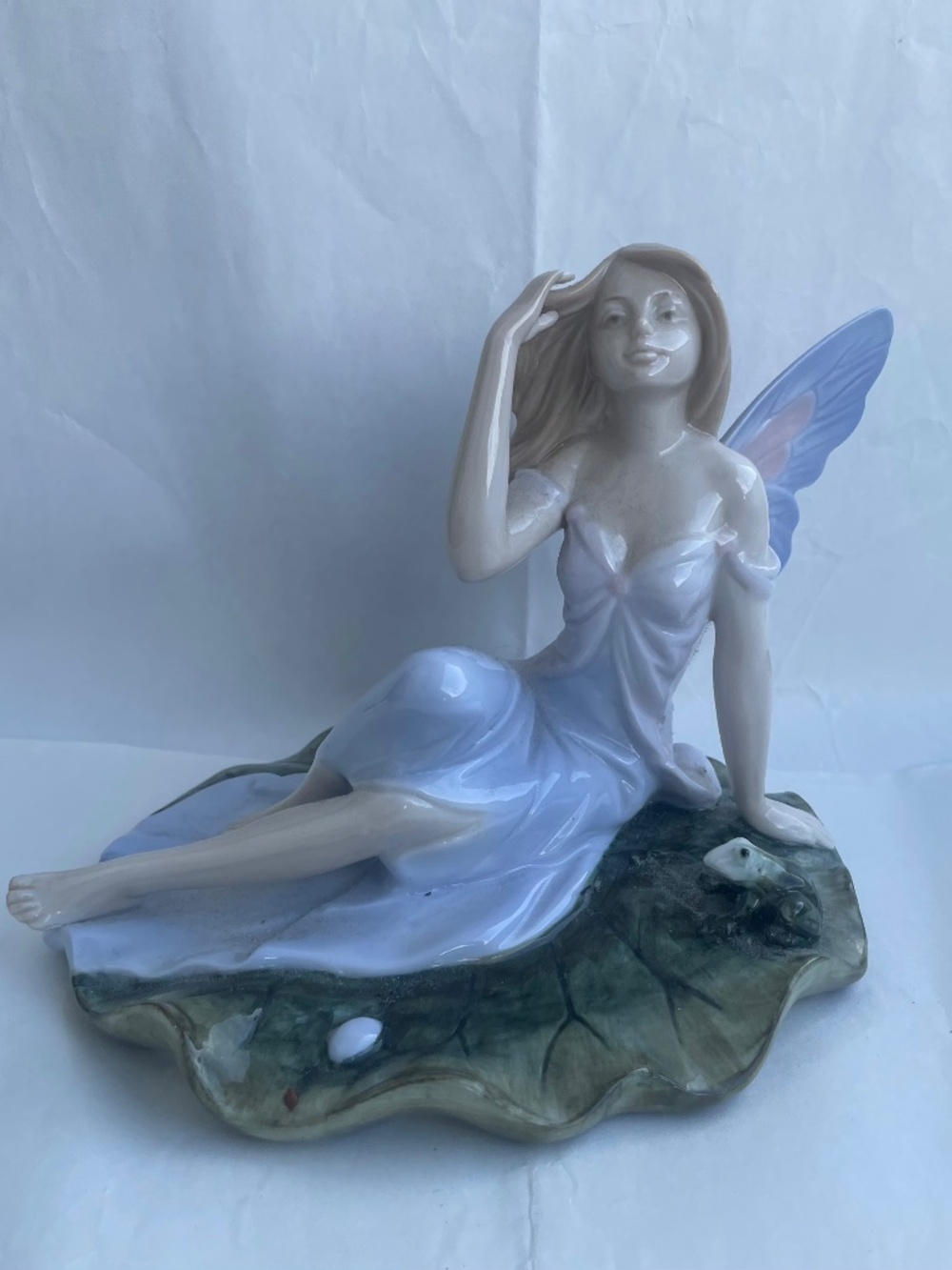 Vintage Adeline Porcellana Fine Porcelain Fairy on Lily Pad Figurine